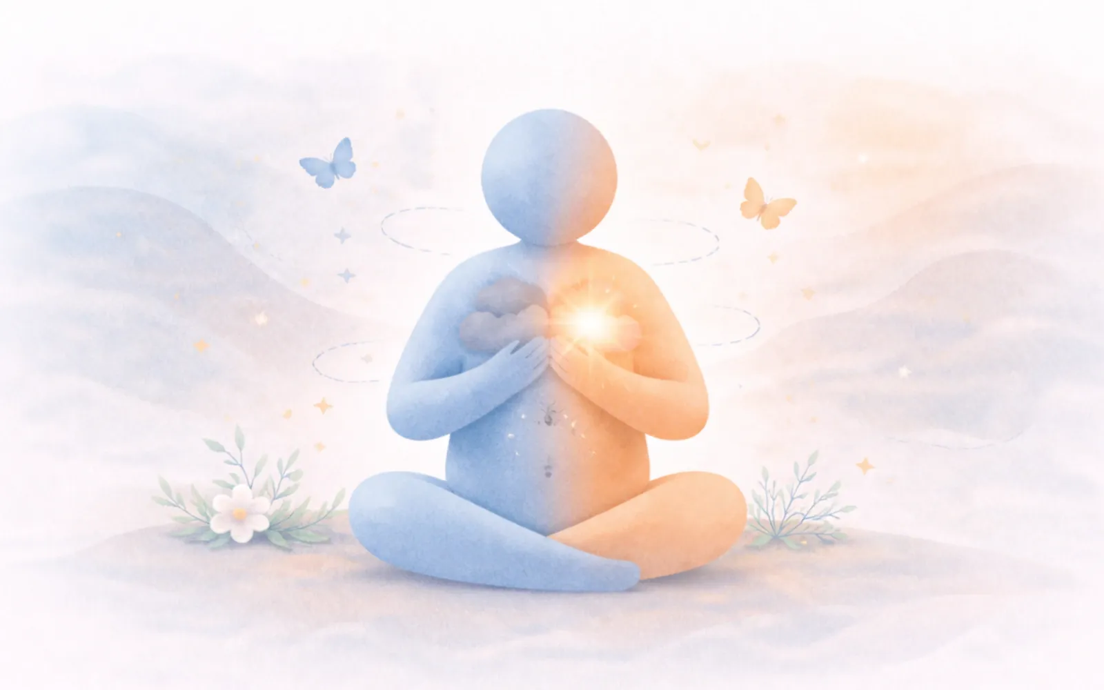 Ilustración suave sobre autoestima y gestión emocional